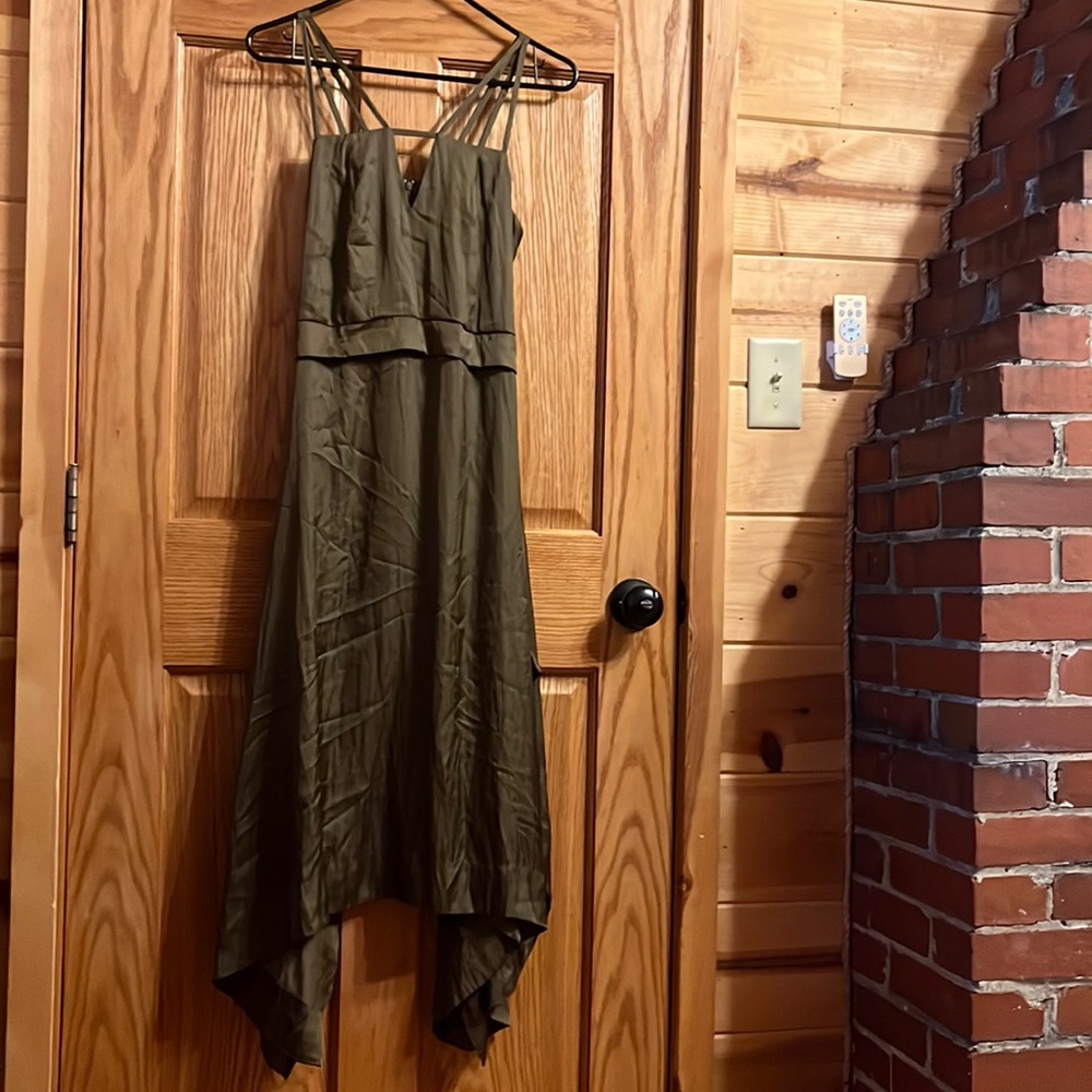 H&M Satin Feel Olive Green Dress Size 2